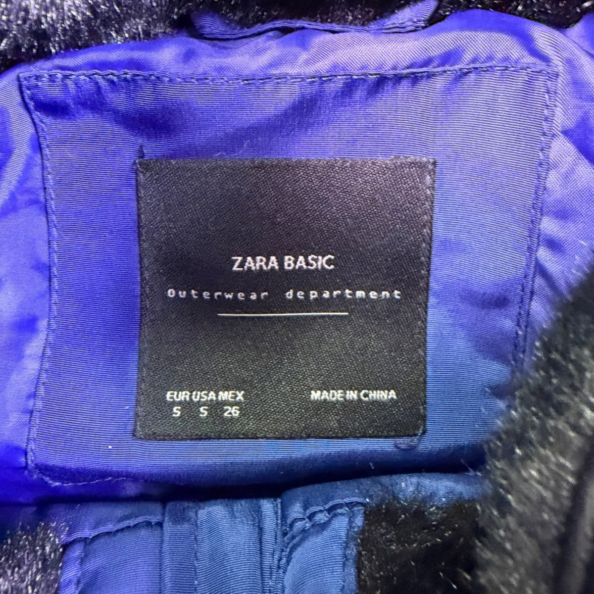 Zara Basic Womens Blue Quilted Winter Puffer Jacket W/ Zippered Pockets Size S