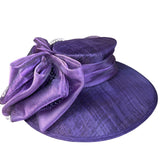 Purple Sinamay Womens Wide Brim Bow Fascinator Hat For Events Weddings & Church