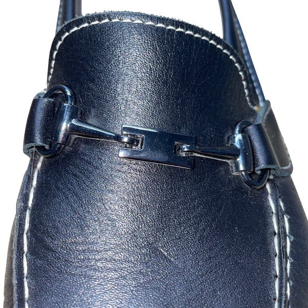Munro American Women’s Black Leather Horse Bit Accent Loafers Size 6W