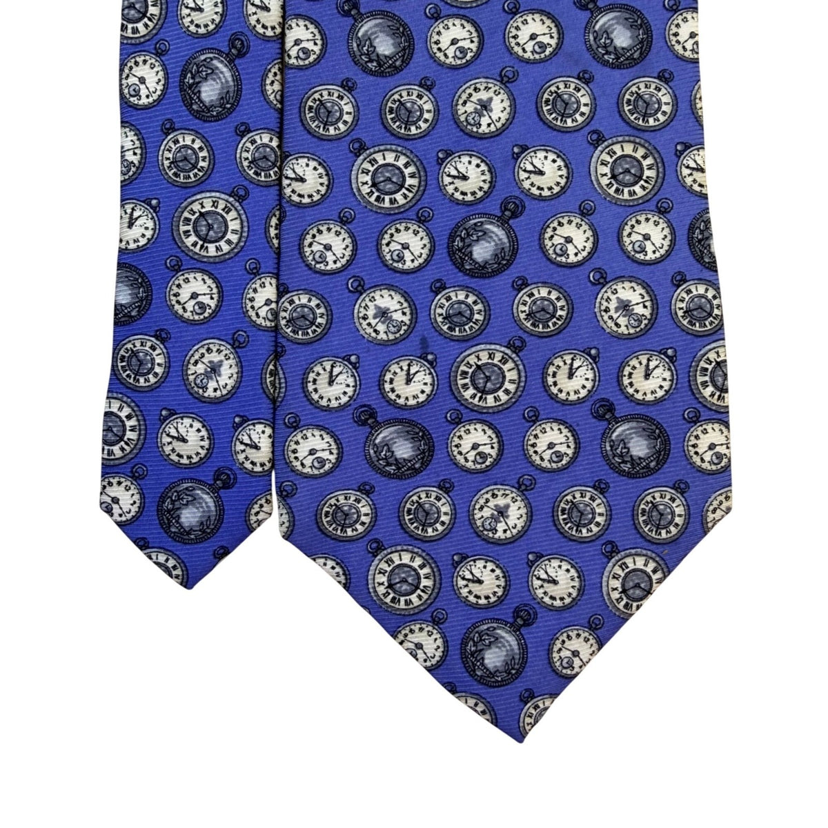 Banana Republic Mens Blue 100% Silk Pocket Watch Pattern Italian-Made Necktie