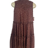 Taylor Women's Brown Polka Dot Tiered Dress With Mock Neck Sz XS - New