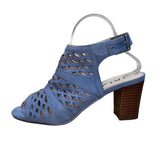Unisa Women’s Blue Textile Cutout Back Buckle Heeled Perle Sandals Size 7.5M