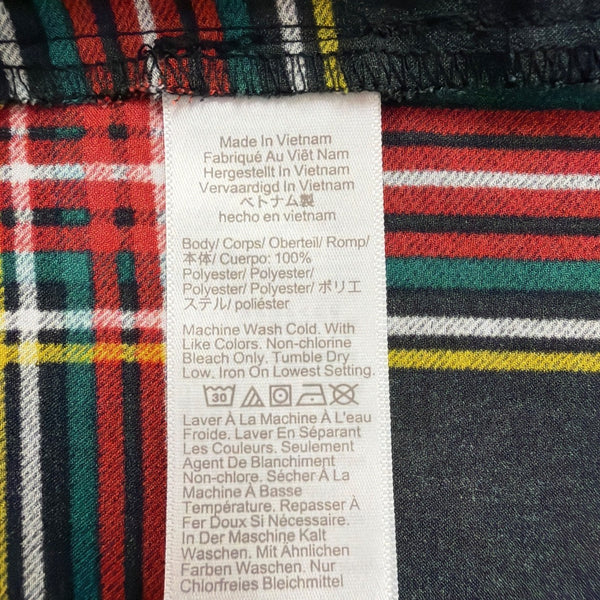 J.Crew Women’s Plaid Ruffle Neck Sleeveless Top Black/Red Lightweight Sz XS