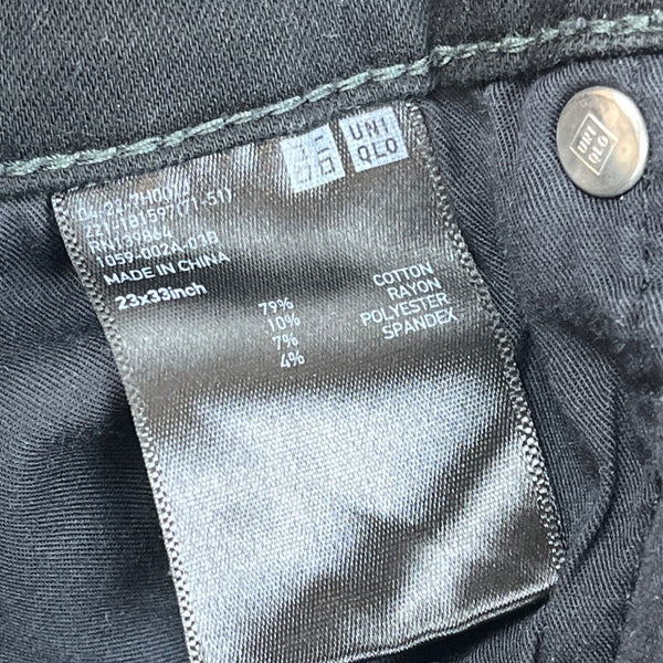 Uniqlo Skinny Tapered Fit Black Jeans Ultra Stretch Mid Rise Womens 23x33