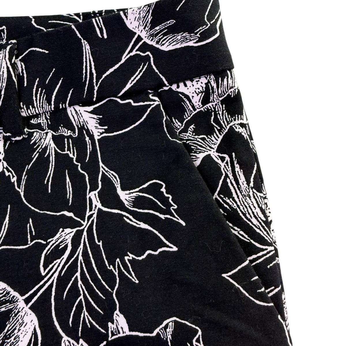 White House Black Market Womens Black Floral Flare Crop Pants Size 10