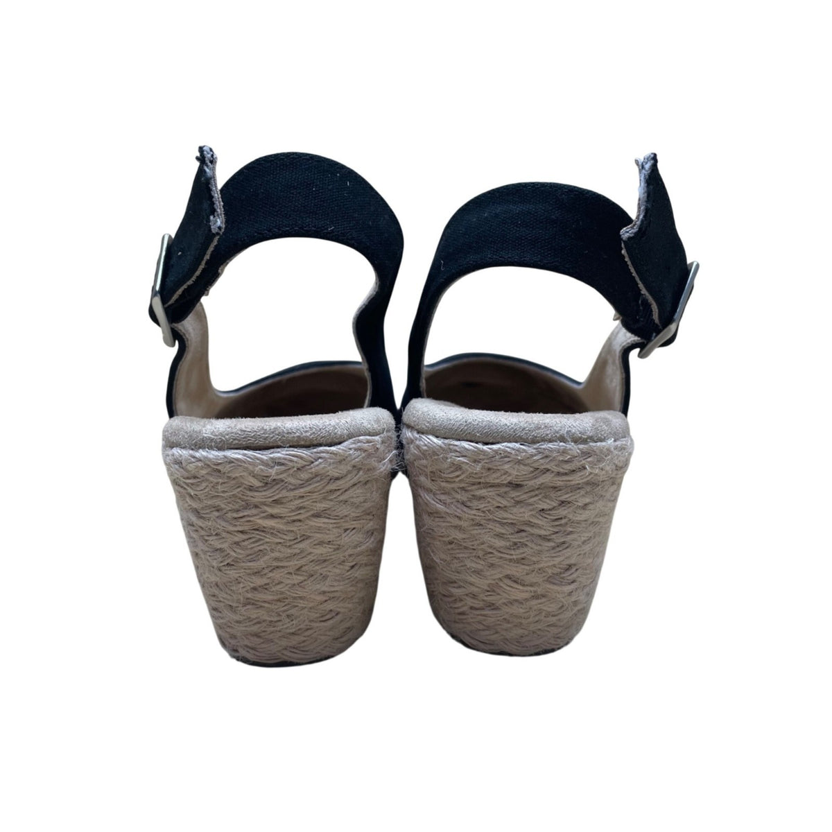 Croft & Barrow Women’s Black Wedge Espadrille Tecomfort Slingback Sandals Size 7