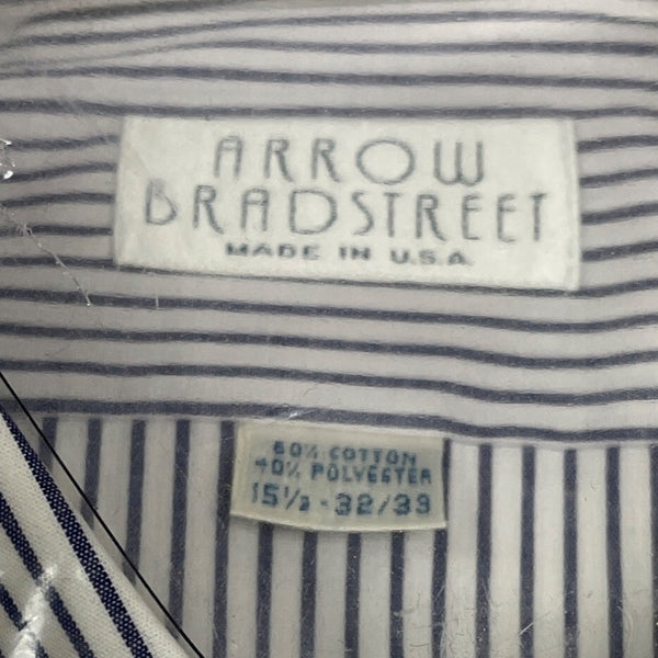 Vtg Arrow Bradstreet Mens Navy White Stripe Long Sleeve Shirt  Sz 15 1/2 - New
