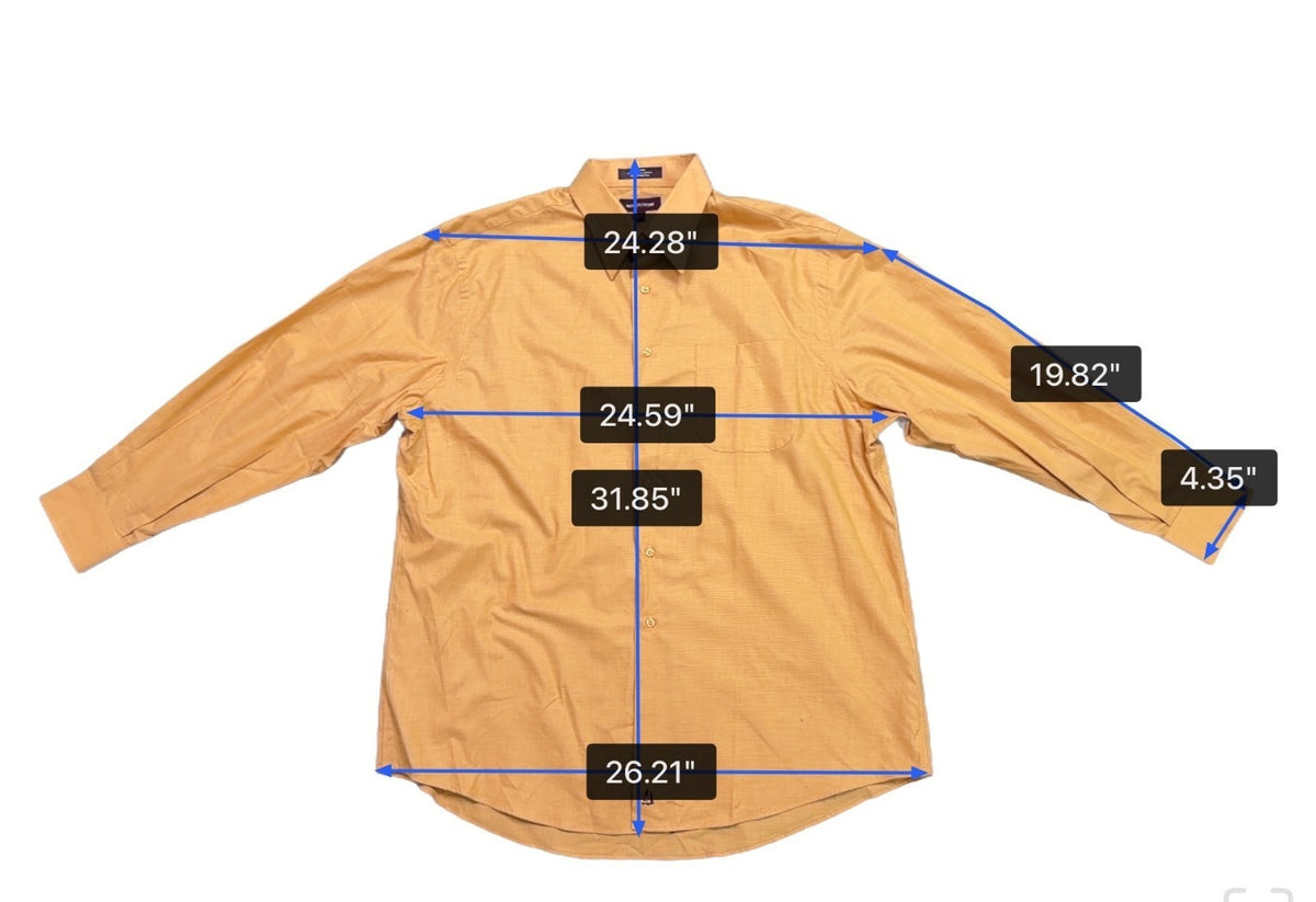 Nordstrom Mens Yellow Cotton Long Sleeve Button-Up Shirt With Pocket Size 17 1/2