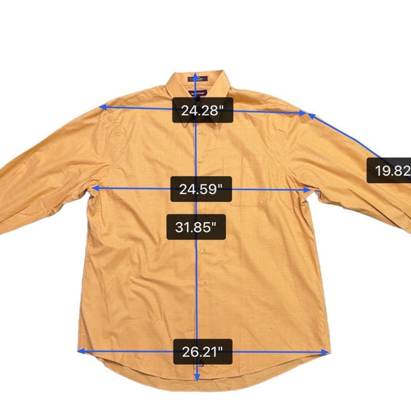 Nordstrom Mens Yellow Cotton Long Sleeve Button-Up Shirt With Pocket Size 17 1/2