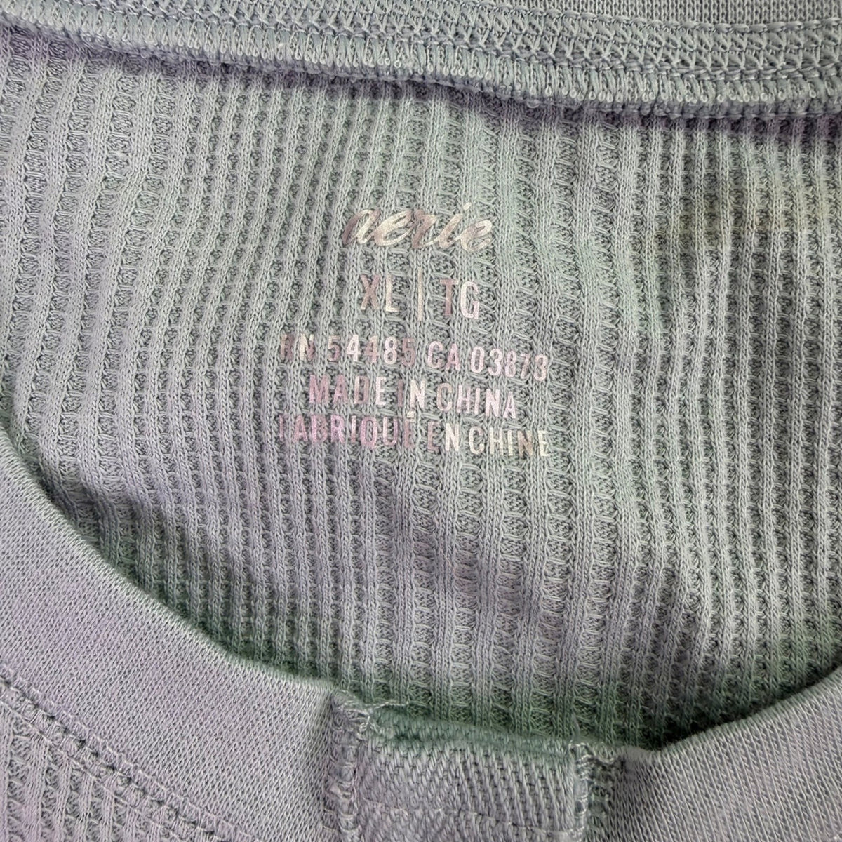Aerie Womens Sage Green Cotton Blend Waffle Knit Henley Long Sleeve Top Size XL