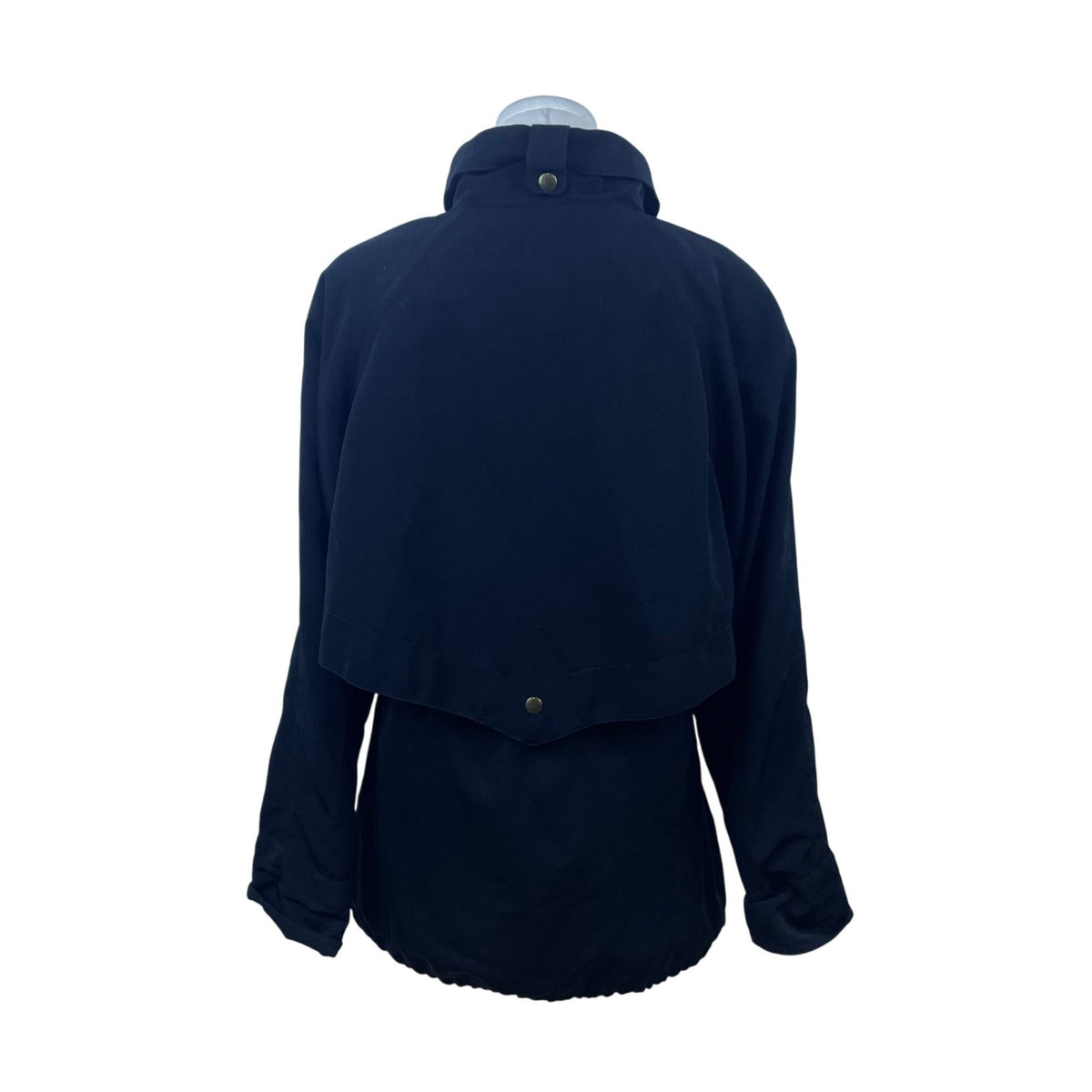 Mulberry Street Women’s Black Hooded Anorak Jacket Drawstring Waist Sz M