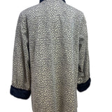 Silverman Furs Womens Black Mink Trim Leopard Print Coat Elegant Outerwear