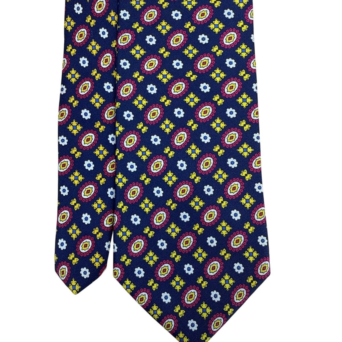 Vintage Brooks Brothers Mens Blue Yellow Red All Silk Handmade Pattern Neck Tie