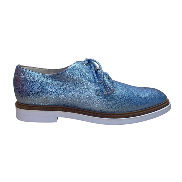 Kenneth Cole Annie Womens Blue Glitter Leather Lace-Up Oxford Shoes Size 8M