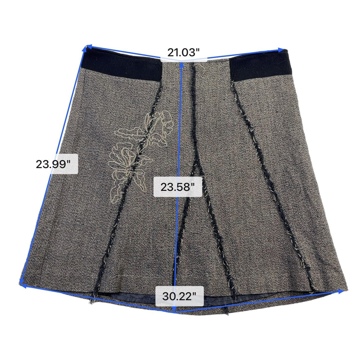 Cato Womens Gray & Black Floral Embroidered A-Line Mini Skirt Size 20W