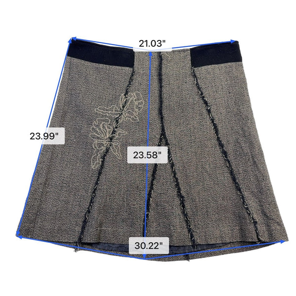Cato Womens Gray & Black Floral Embroidered A-Line Mini Skirt Size 20W