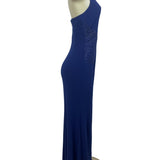 Laundry By Shelli Segal Womens Blue Polyester Spandex Halter Maxi Dress Size 4