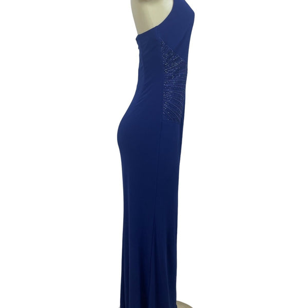 Laundry By Shelli Segal Womens Blue Polyester Spandex Halter Maxi Dress Size 4