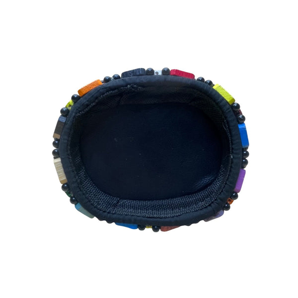 Colorful Mosaic Beaded Women’s Black Bohemian Style Crossbody Bag