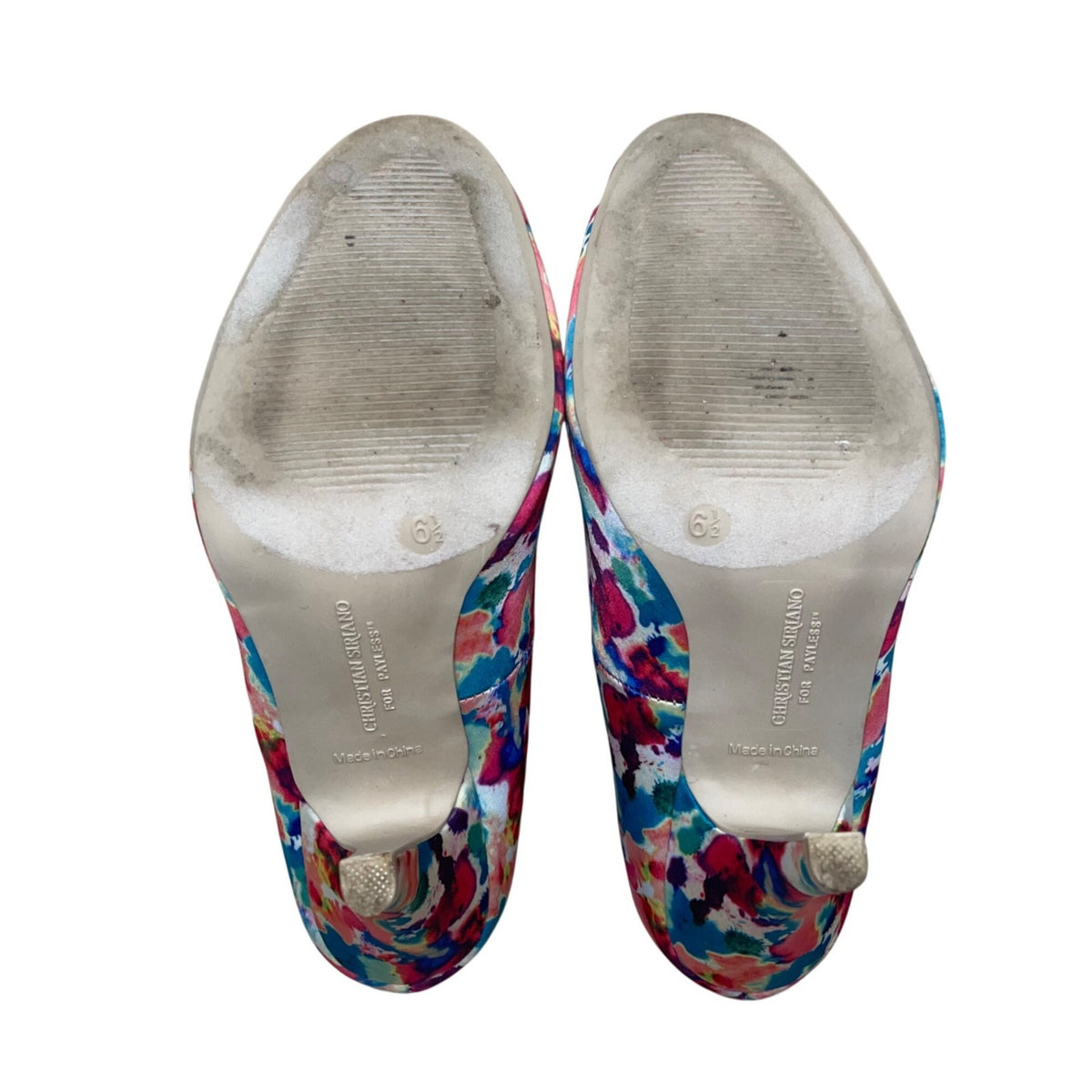 Christian Siriano Women’s Pink Watercolor Ink Blot Heels Sz 6.5