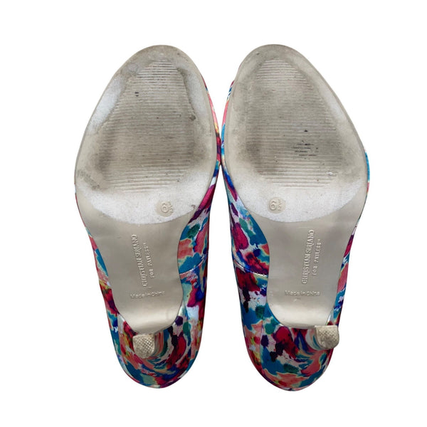 Christian Siriano Women’s Pink Watercolor Ink Blot Heels Sz 6.5