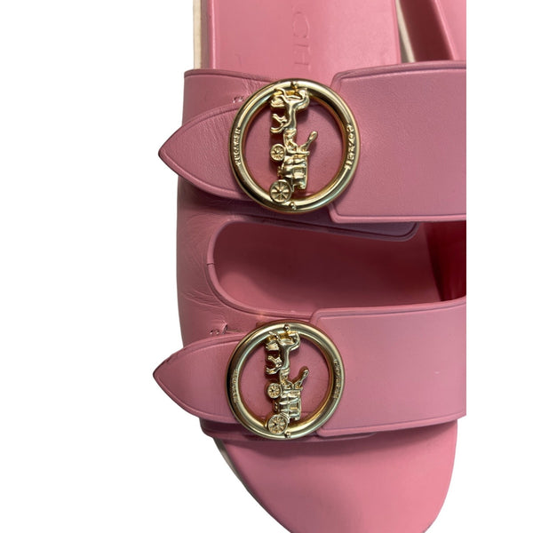 Coach Women’s Pink Double Buckle Sliders Sandals Sz 6, Signs of wear are visible