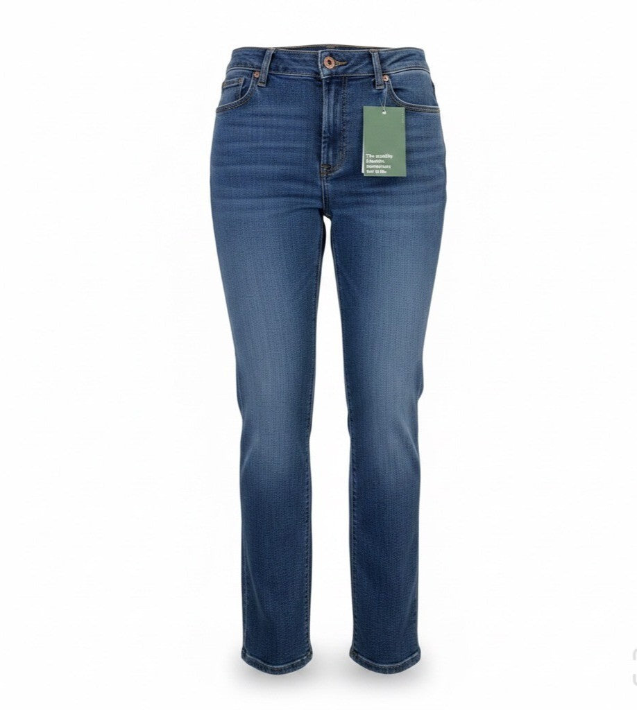 L.L. Bean Womens Blue Cotton Blend Straight Leg Jeans Favorite Fit Size 14 R