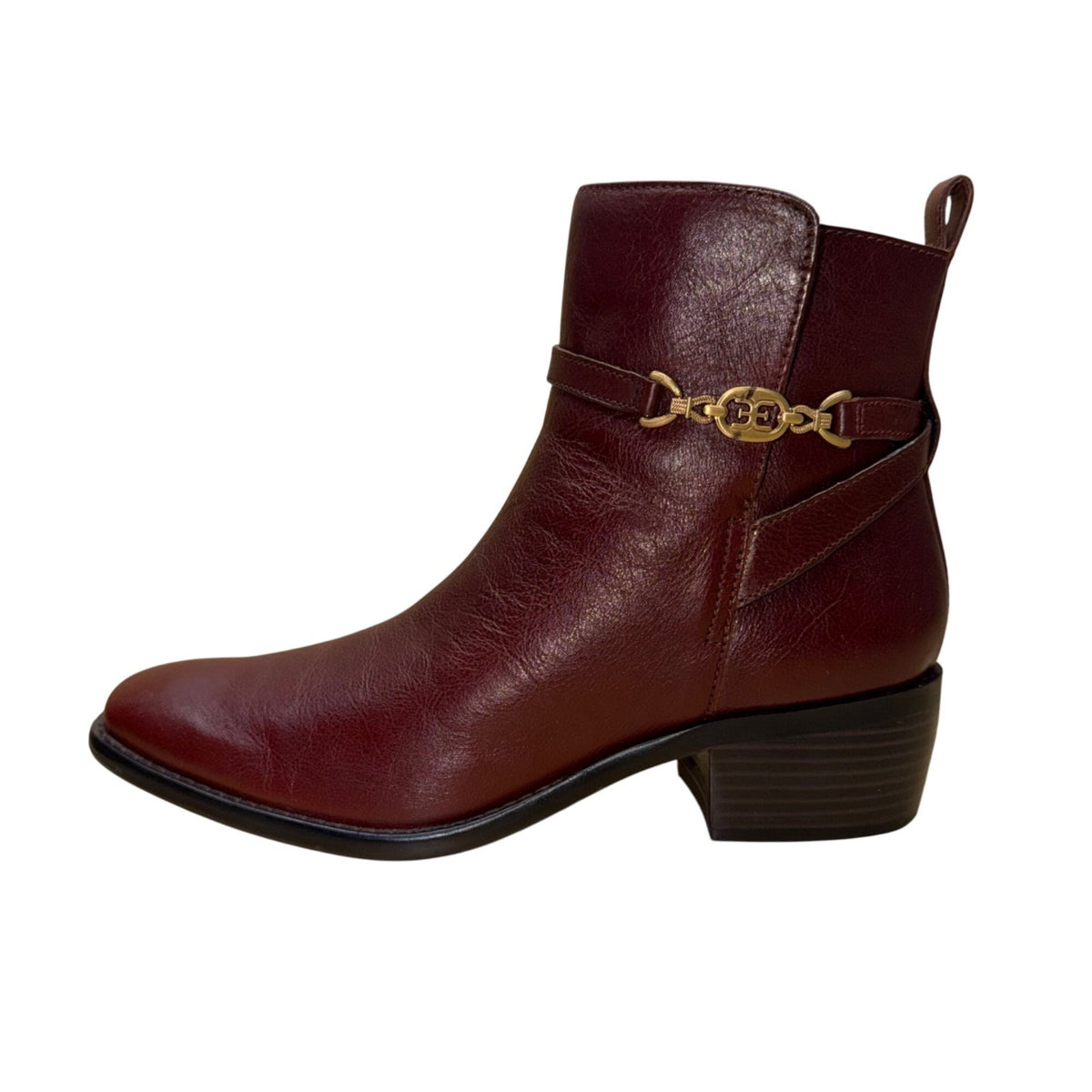Sam Edelman Women’s Burgundy Leather Gold Hardware Brawley Ankle Boots Size 8.5M