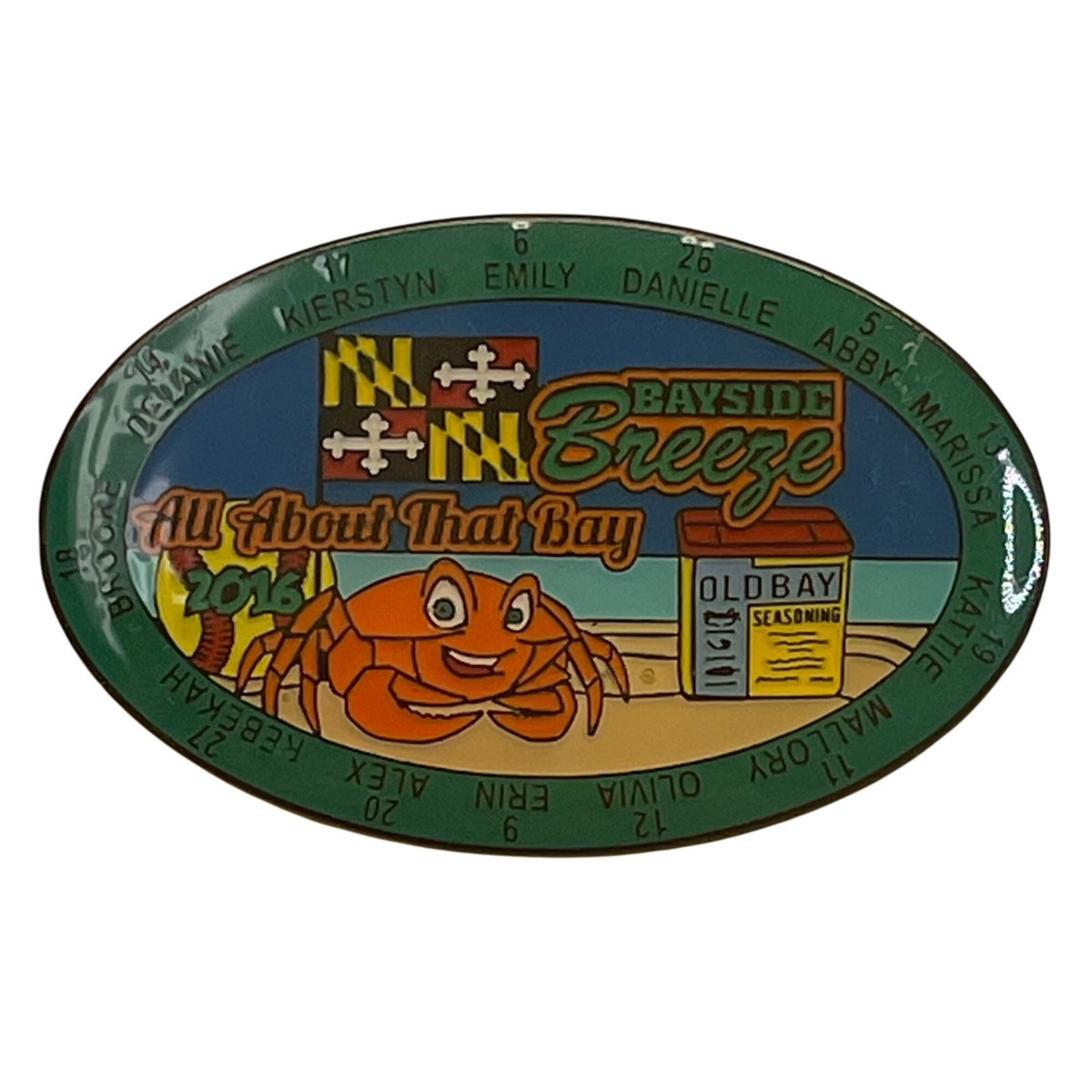 Bayside Breeze "All About That Bay" Maryland Crab Enamel Pin 2016