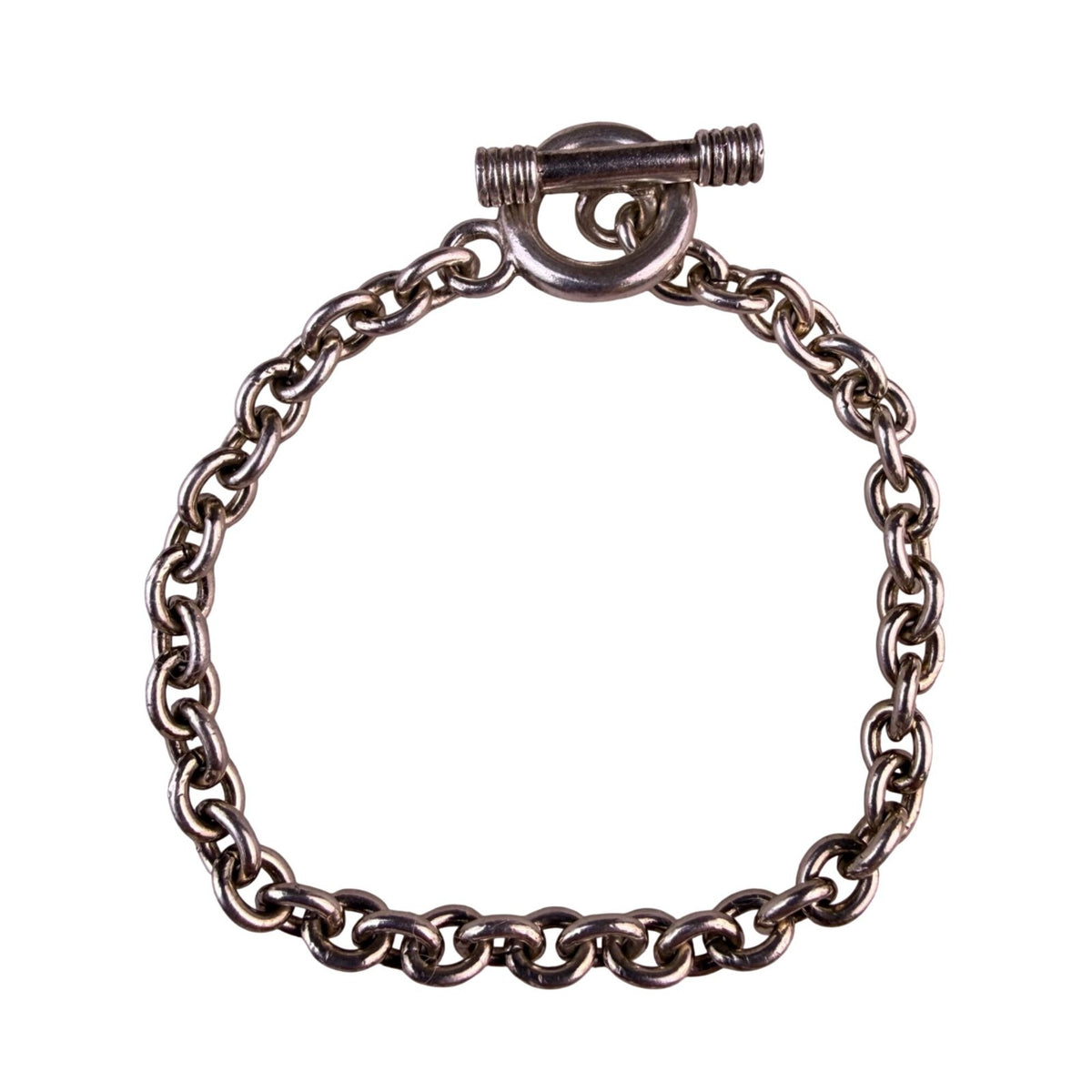 Vintage Sterling Silver Womens Rope Chain Bracelet Toggle Clasp Italy