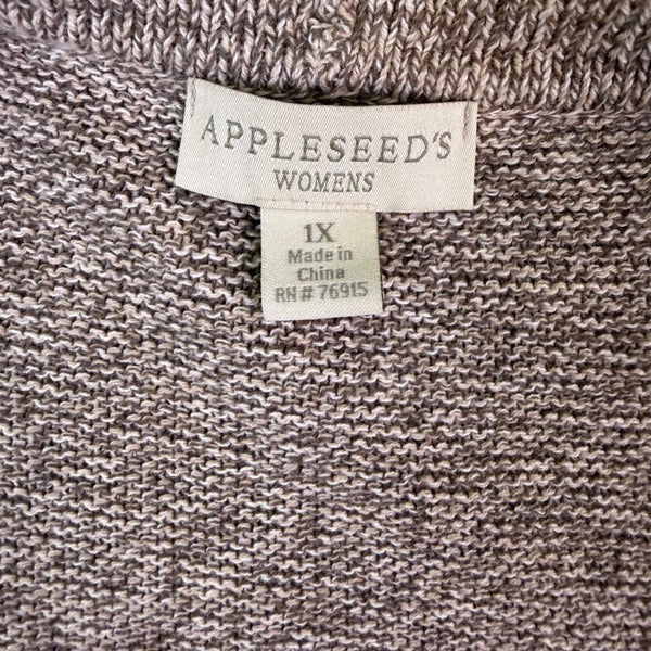 Appleseeds Womens Beige Open Front Cardigan Sweater With Pockets Size 1X