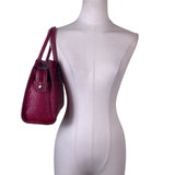Tommy Hilfiger Women’s Red Croc Embossed Leather Picture Perfect Satchel Bag