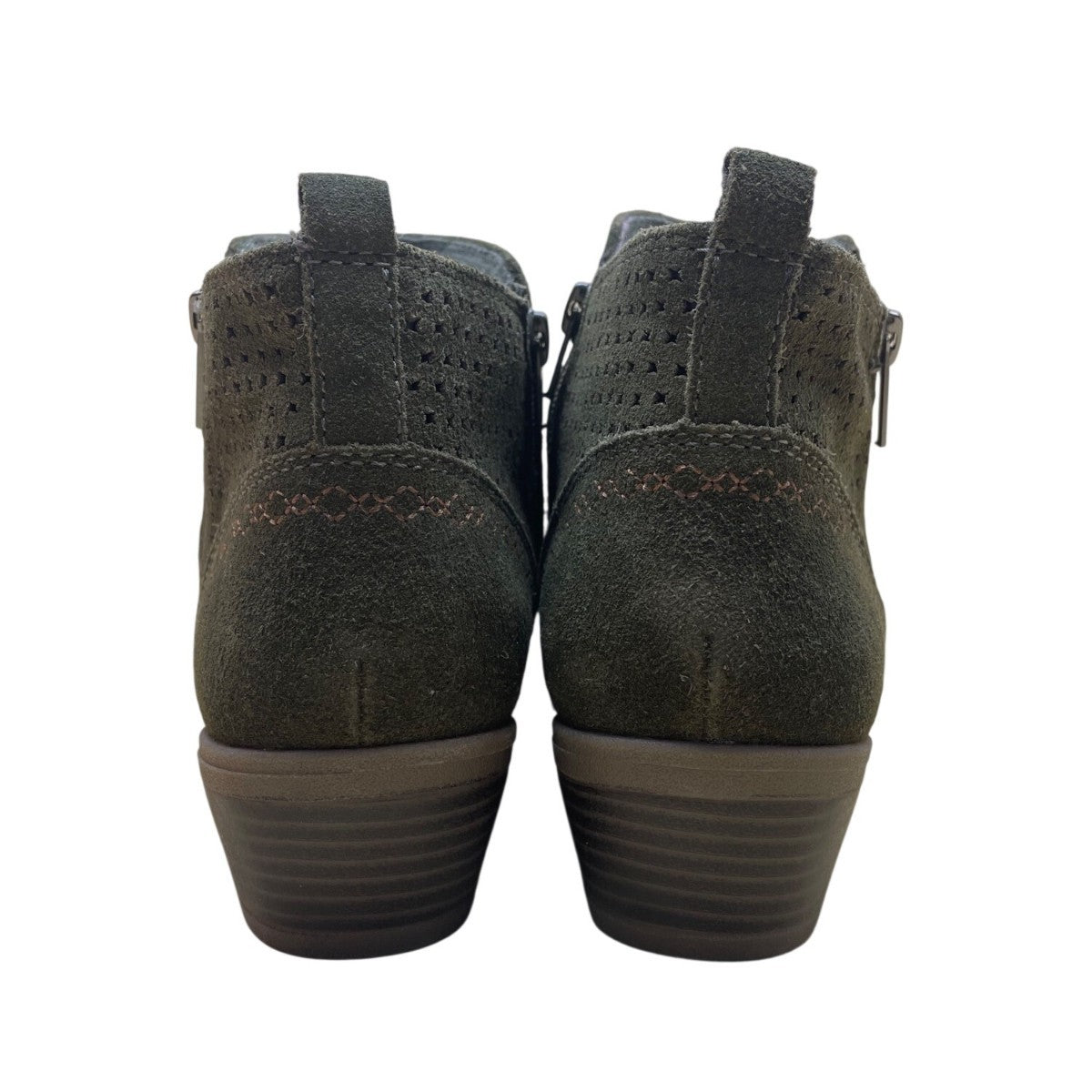 Earth Origins Women’s Olive Perforated Suede Collette Cheryl Ankle Boots Size 8