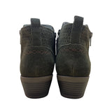 Earth Origins Women’s Olive Perforated Suede Collette Cheryl Ankle Boots Size 8