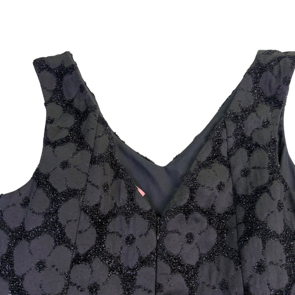 Topshop Womens Black Fit & Flare Floral Pattern Sleeveless V-Neck Dress Size 12