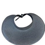 Shade & Shore Womens Black Straw Adjustable Wide Brim Visor Sun Hat