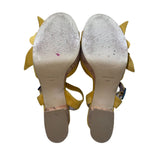 Nine West Women’s Yellow Suede floral appliqué Winflower Platform Sandals Sz 6.5