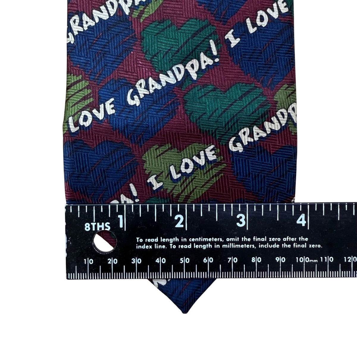 Ralph Marlin Mens Multicolor Polyester Novelty Tie "I Love Grandpa" Pattern 