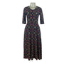 Mata Traders Womens Floral Organic Cotton Midi Dress Black Multicolor Size XS