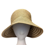 Eric Javits Womens Gold Wide Brim Sun Hat Lightweight Metallic Straw Blend