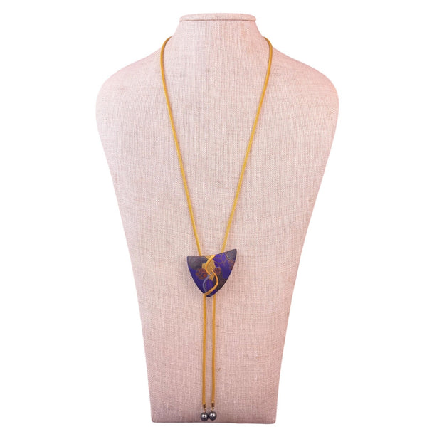 Handcrafted Sloan Womens Purple & Gold Modernist Pendant Necklace 