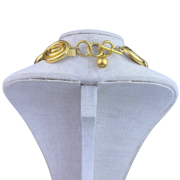 Anne Klein Womens Gold Tone Metal Swirl Statement Necklaces Adjustable