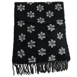 Handcrafted Women's Black Beaded Flowers Pattern Handbag Clutch Sz S