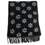 Handcrafted Women's Black Beaded Flowers Pattern Handbag Clutch Sz S
