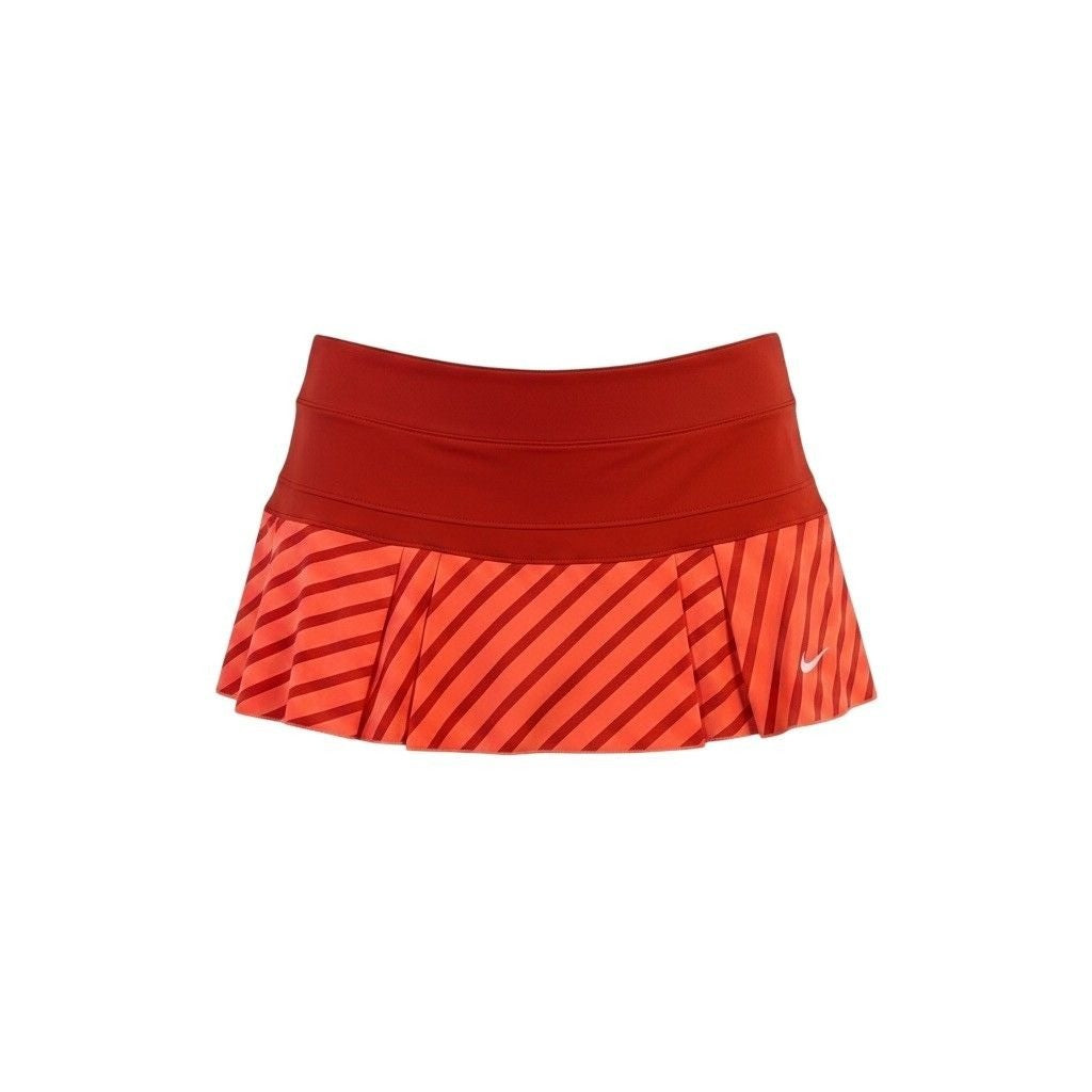 Nike Womens Red Dri-Fit Polyester Striped Athletic Skirt Sporty Fit Size Large