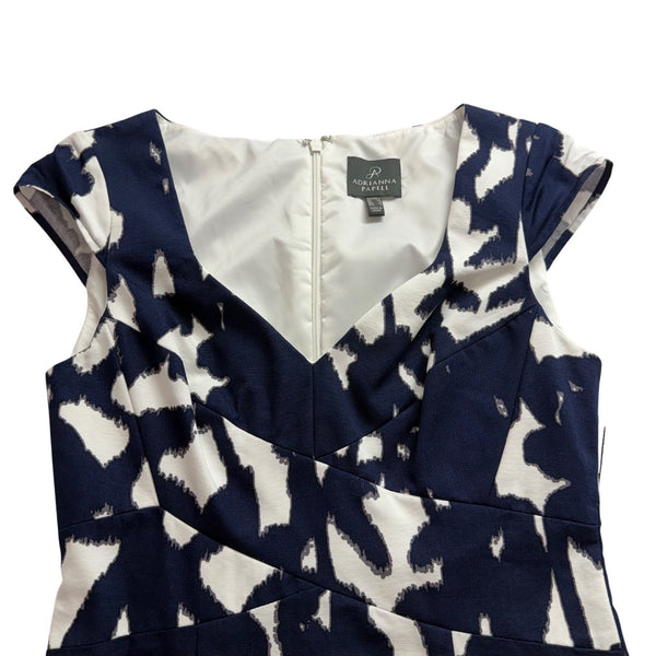 Adrianna Papell Women’s Navy/White  Sleeveless Dress Abstract Print Size 2 - New