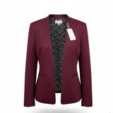 Skies Are Blue Womens Burgundy Open-Front Blazer Floral Lining Size L