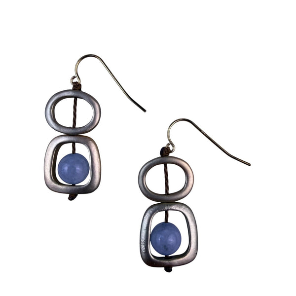 Long Necklace Women Multicolor Natural Stones Metal Design With Earrings