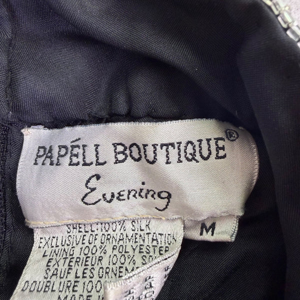 Papell Boutique Womens Black Silk Beaded Halter Top Evening Wear Size M