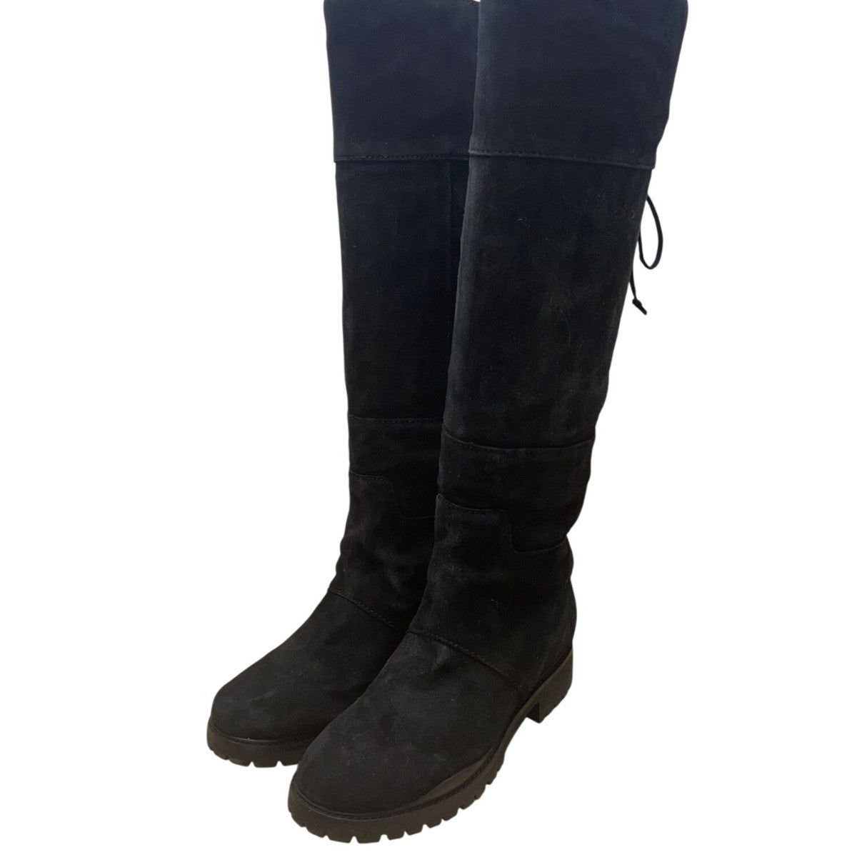 Nine West Women’s Black Suede Lug Sole Lace-Up Knee-High Mavira Boots Size 10M